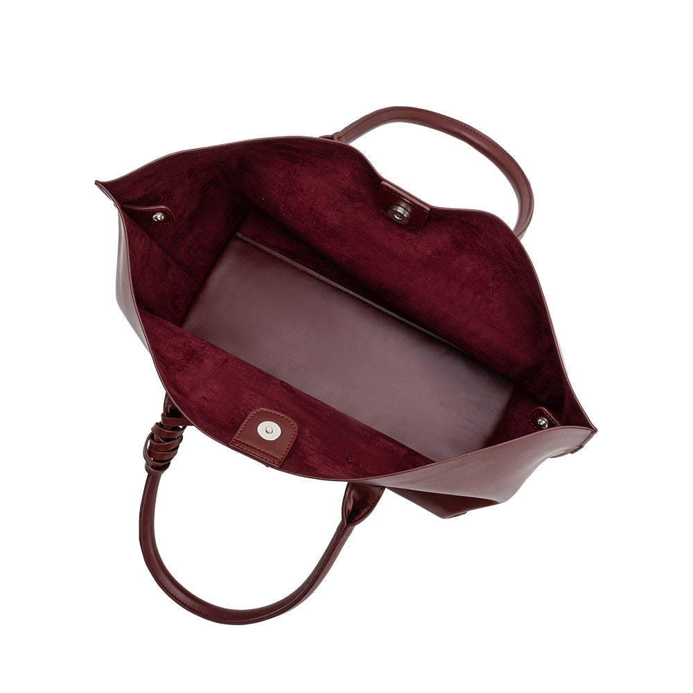 Melie Bianco Burgundy Astrid Recycled Vegan Leather Tote Bag