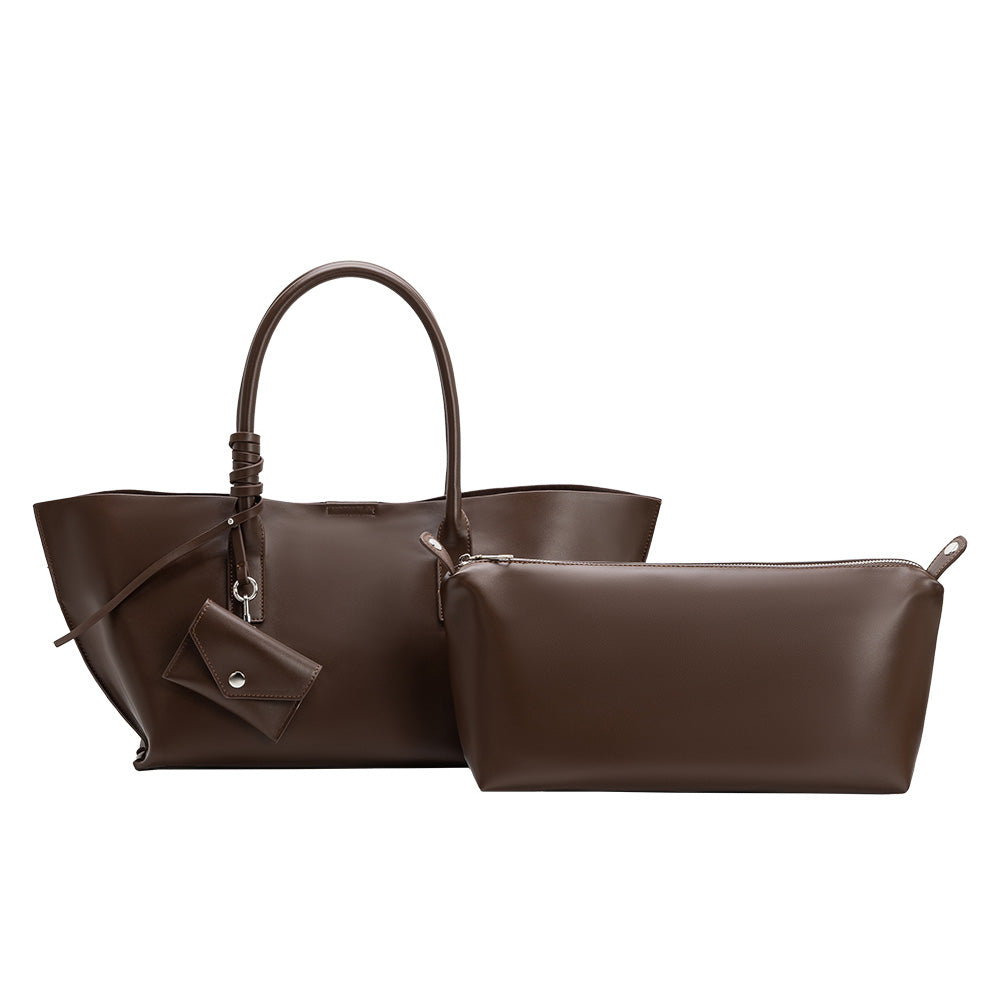 Melie Bianco Espresso Astrid Recycled Vegan Leather Tote Bag