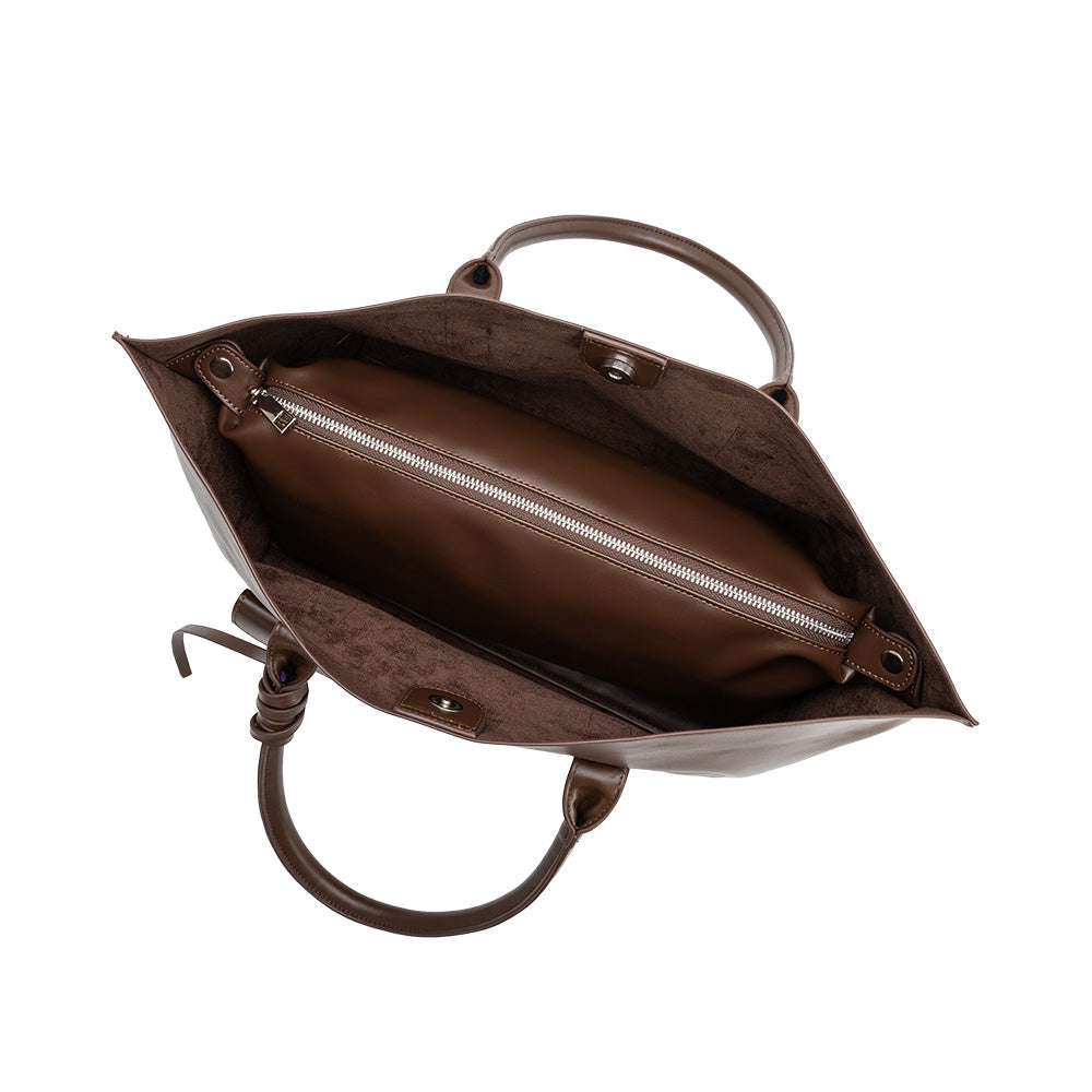 Melie Bianco Espresso Astrid Recycled Vegan Leather Tote Bag