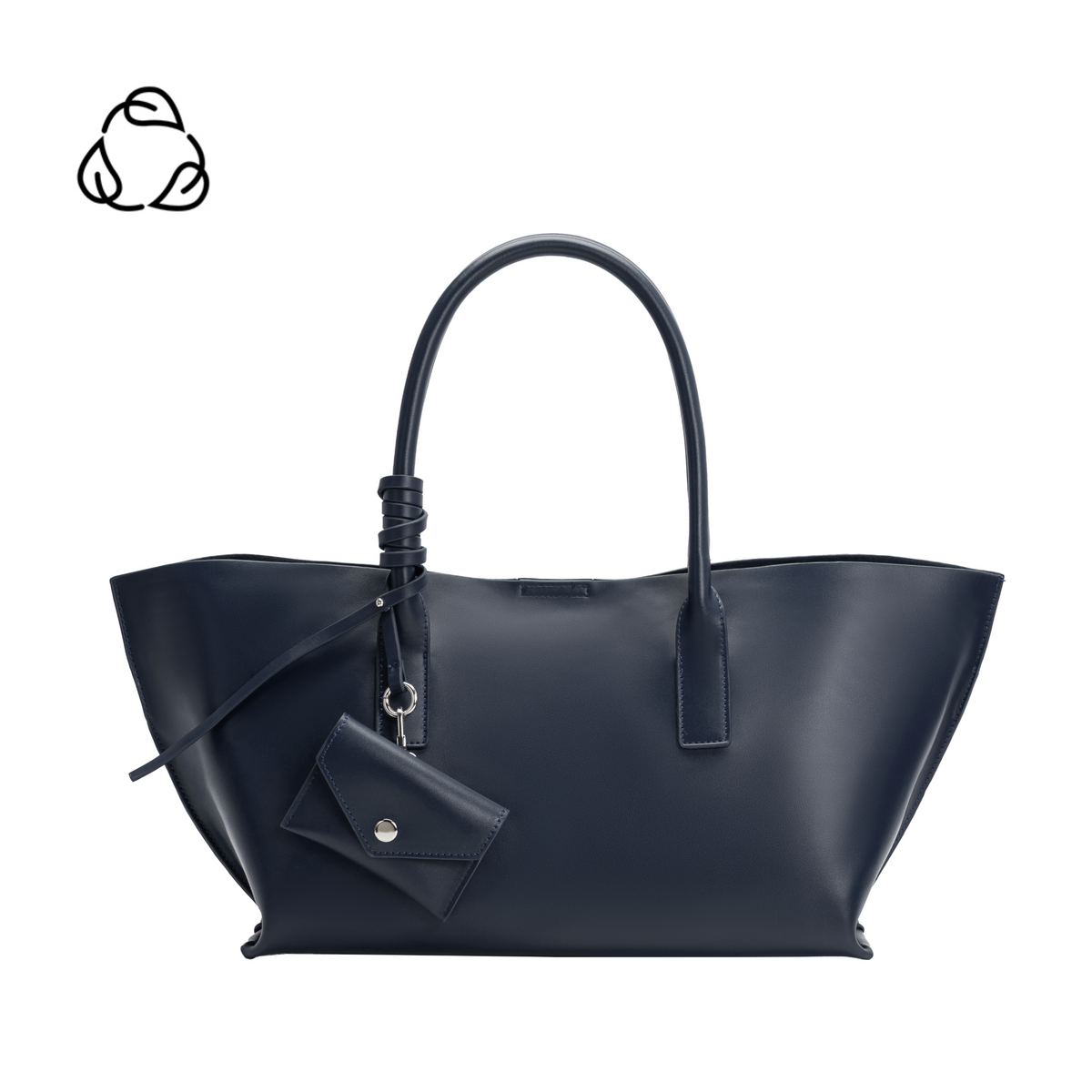 Melie Bianco Navy Astrid Recycled Vegan Leather Tote Bag