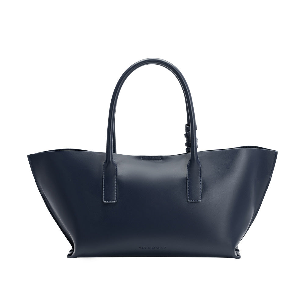 Melie Bianco Navy Astrid Recycled Vegan Leather Tote Bag