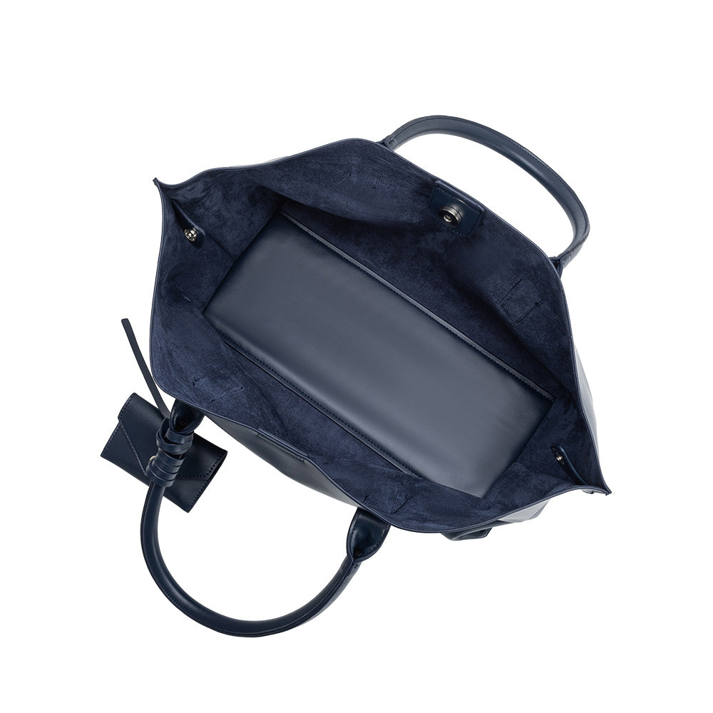 Melie Bianco Navy Astrid Recycled Vegan Leather Tote Bag