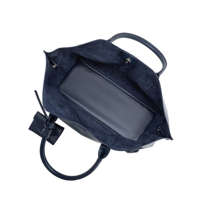 Melie Bianco Navy Astrid Recycled Vegan Leather Tote Bag