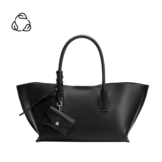 Melie Bianco Black Astrid Recycled Vegan Leather Tote Bag