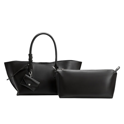 Melie Bianco Black Astrid Recycled Vegan Leather Tote Bag