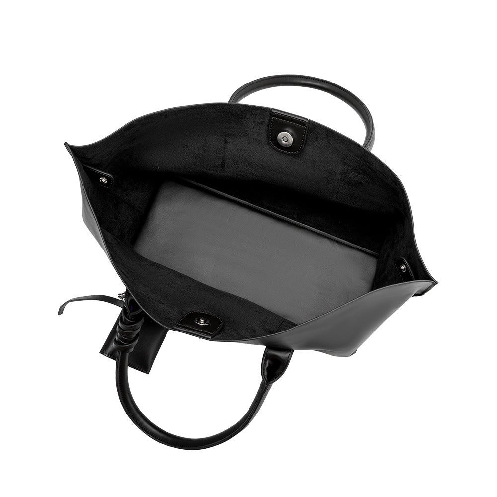 Melie Bianco Black Astrid Recycled Vegan Leather Tote Bag