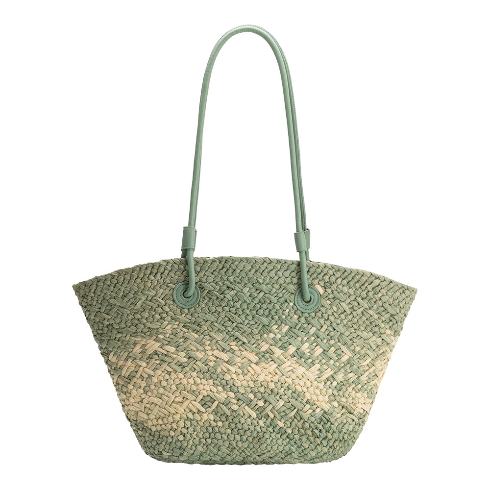 Melie Bianco Sage Sunset Straw Vegan Tote Bag
