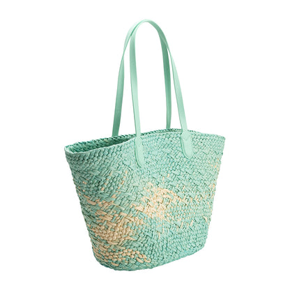 Melie Bianco Mint Sunset Straw Vegan Tote Bag