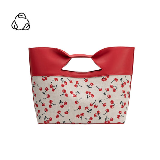 Melie Bianco Red Cherry Jillian Recycled Vegan Leather Tote Bag
