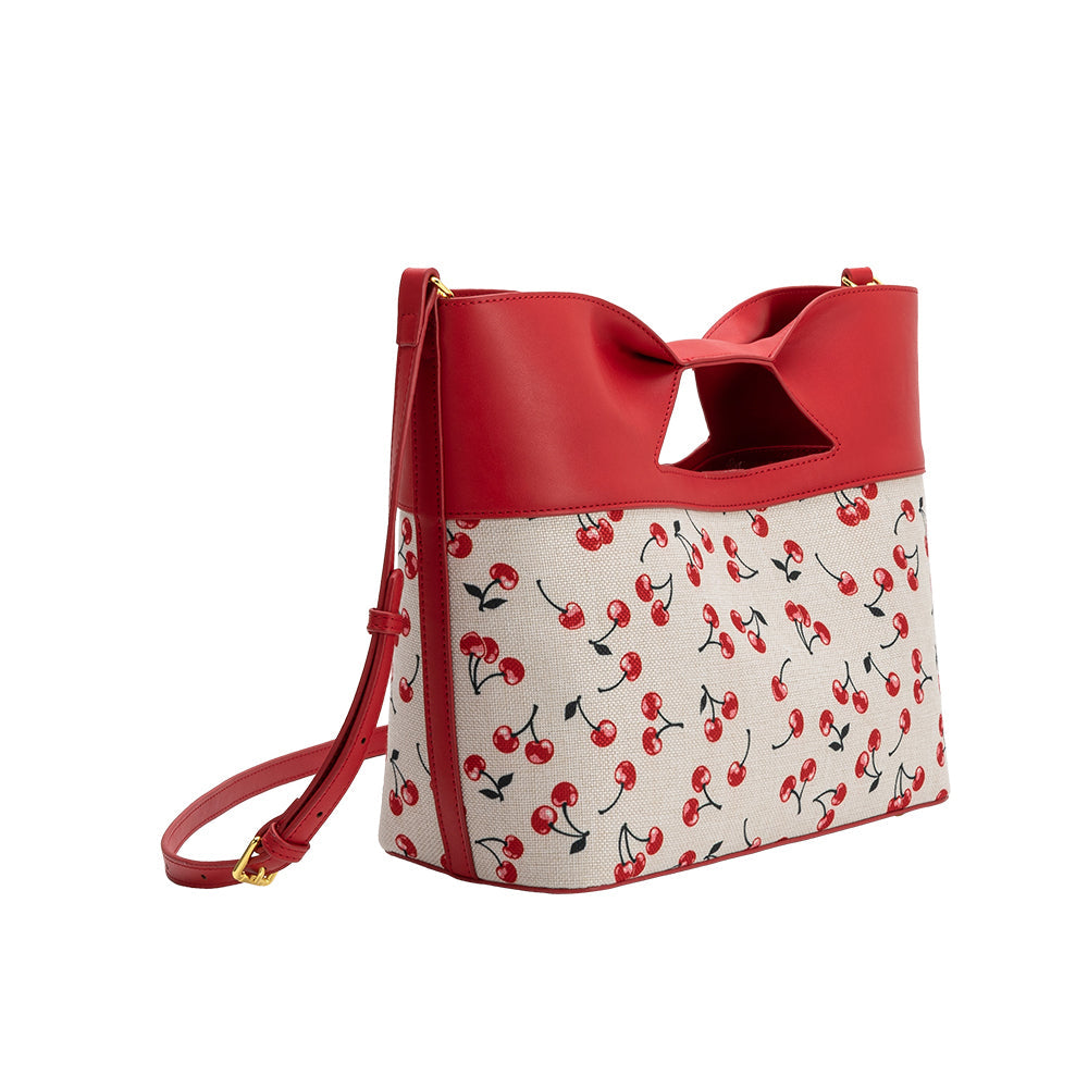 Melie Bianco Red Cherry Jillian Recycled Vegan Leather Tote Bag