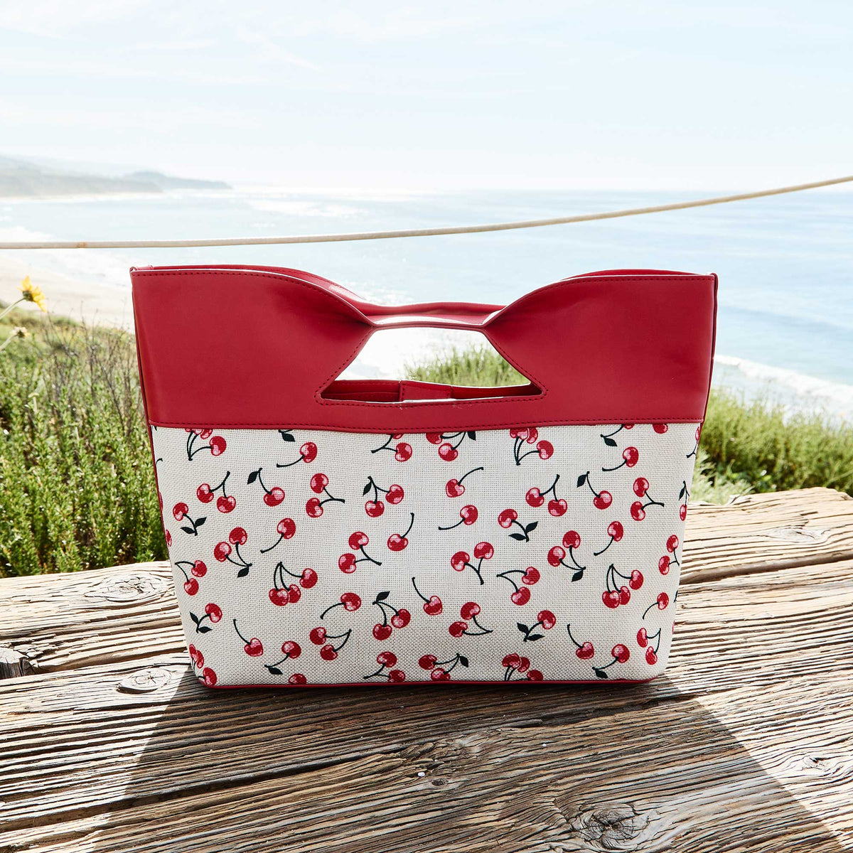 Melie Bianco Red Cherry Jillian Recycled Vegan Leather Tote Bag