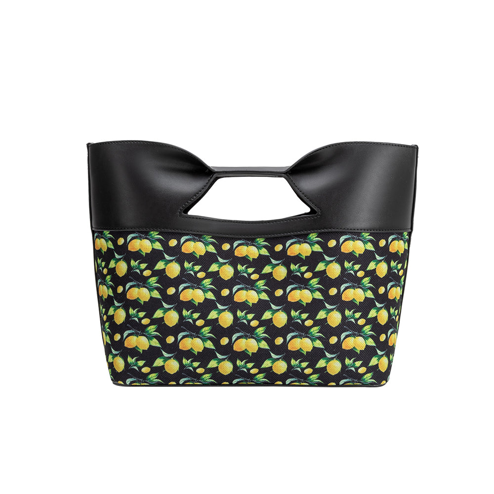 Melie Bianco Black Lemon Jillian Recycled Vegan Leather Tote Bag