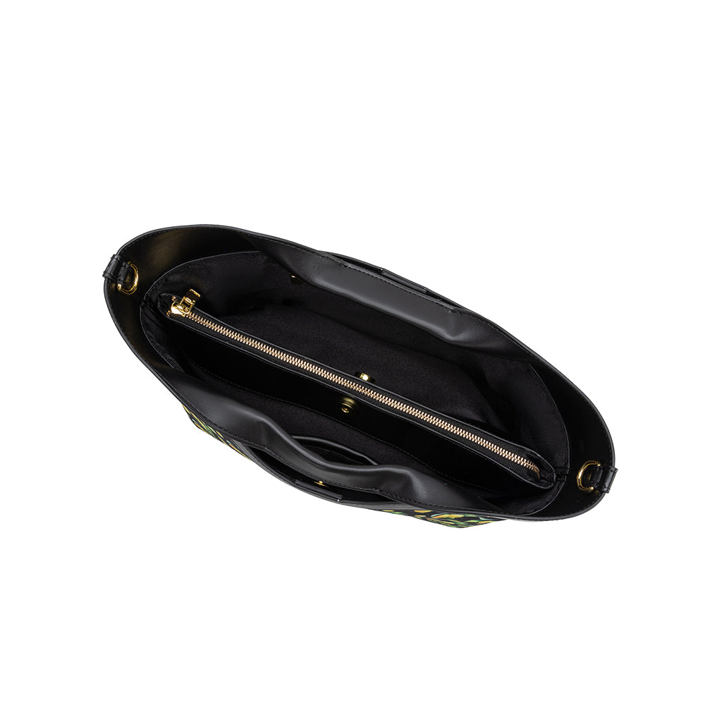 Melie Bianco Black Lemon Jillian Recycled Vegan Leather Tote Bag
