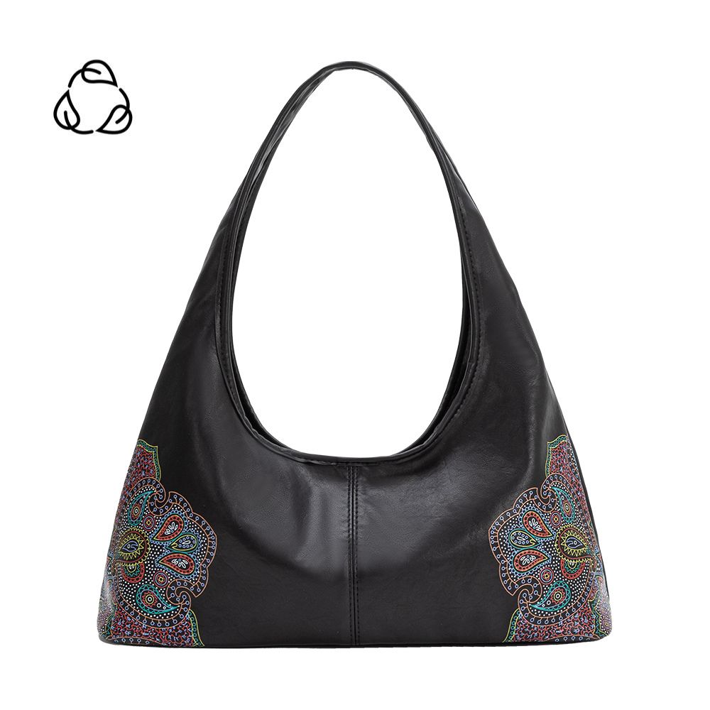 Melie Bianco Black Tinsley Recycled Vegan Leather Shoulder Bag