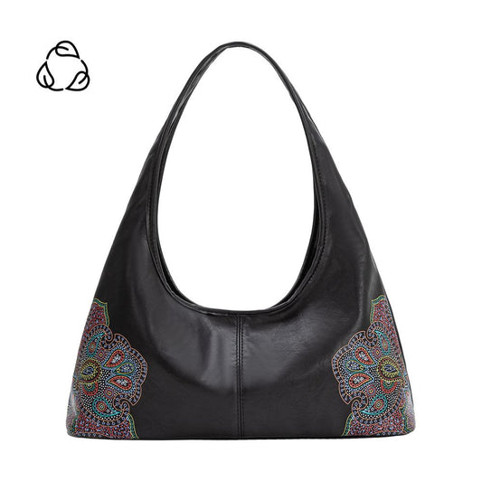 Melie Bianco Black Tinsley Recycled Vegan Leather Shoulder Bag