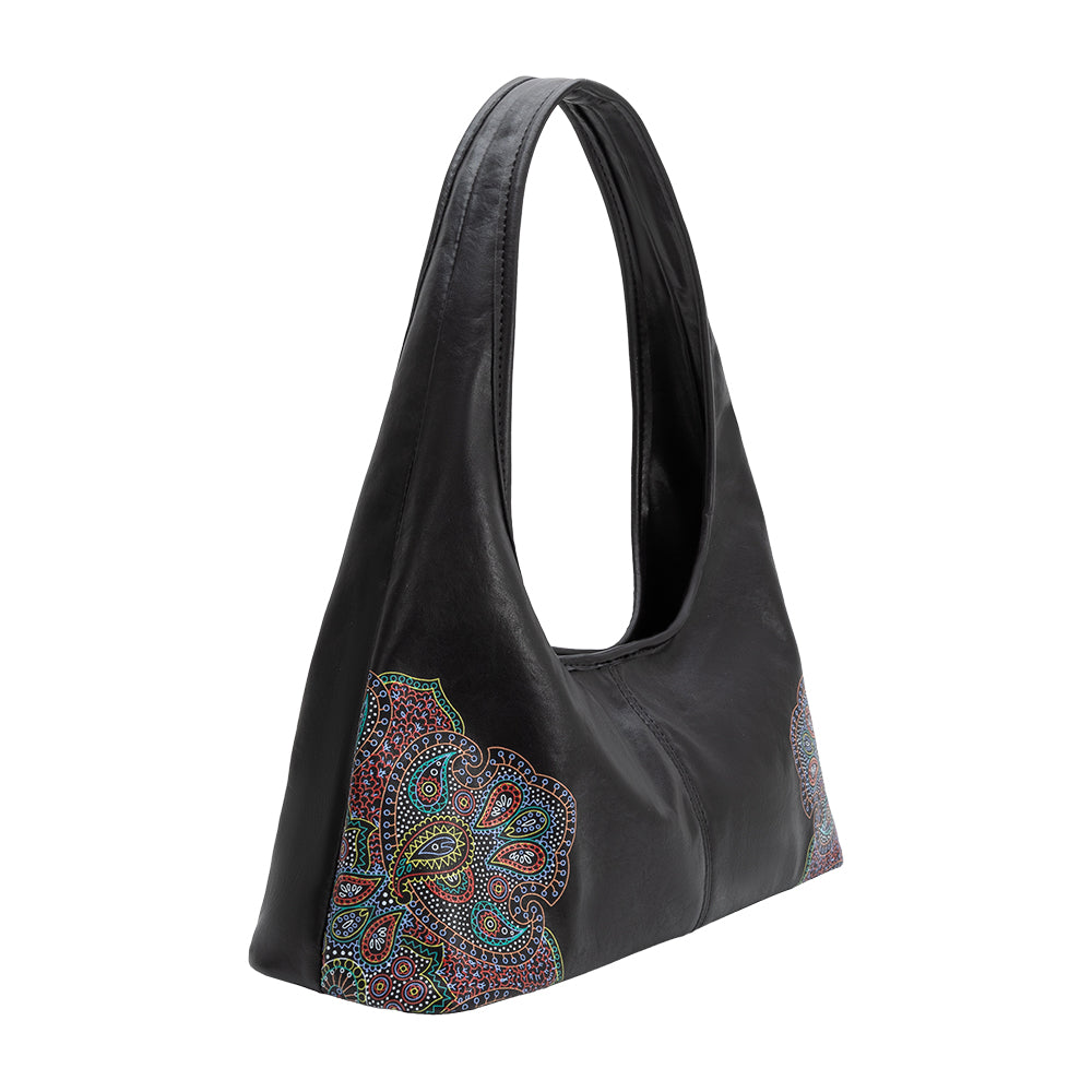 Melie Bianco Black Tinsley Recycled Vegan Leather Shoulder Bag