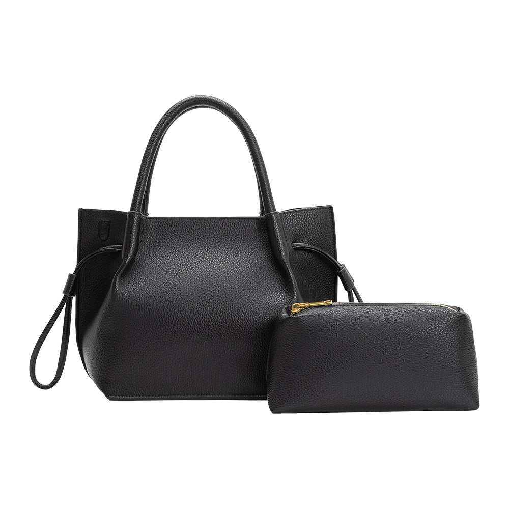 Melie Bianco Black Tyler Recycled Vegan Leather Crossbody Bag