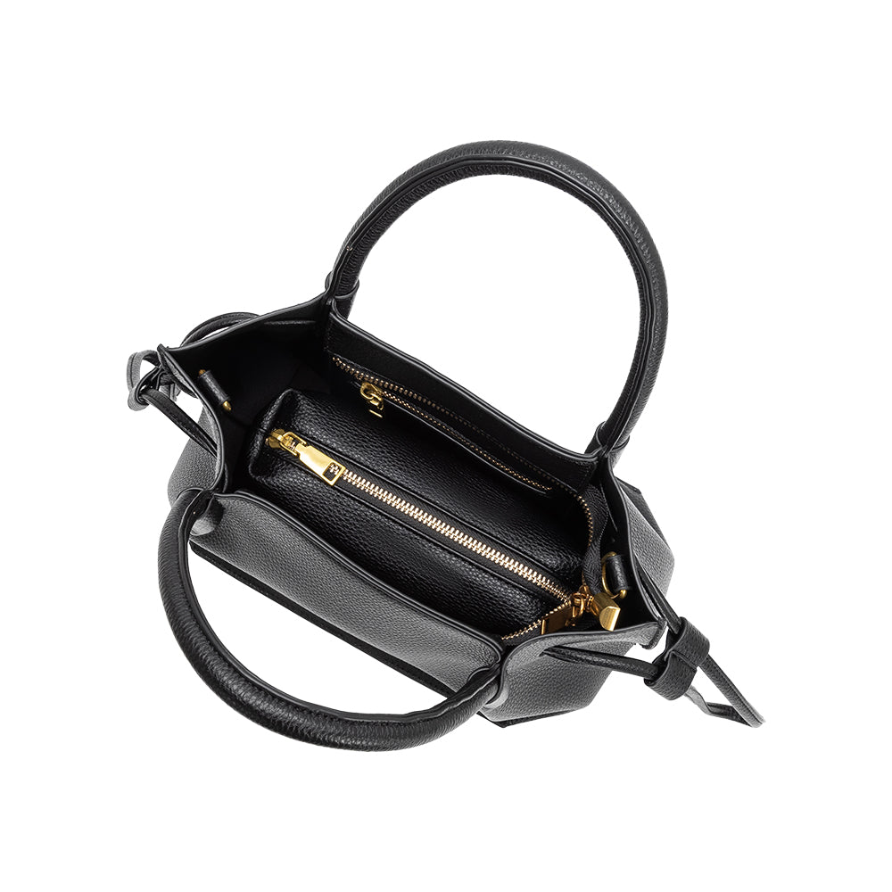 Melie Bianco Black Tyler Recycled Vegan Leather Crossbody Bag