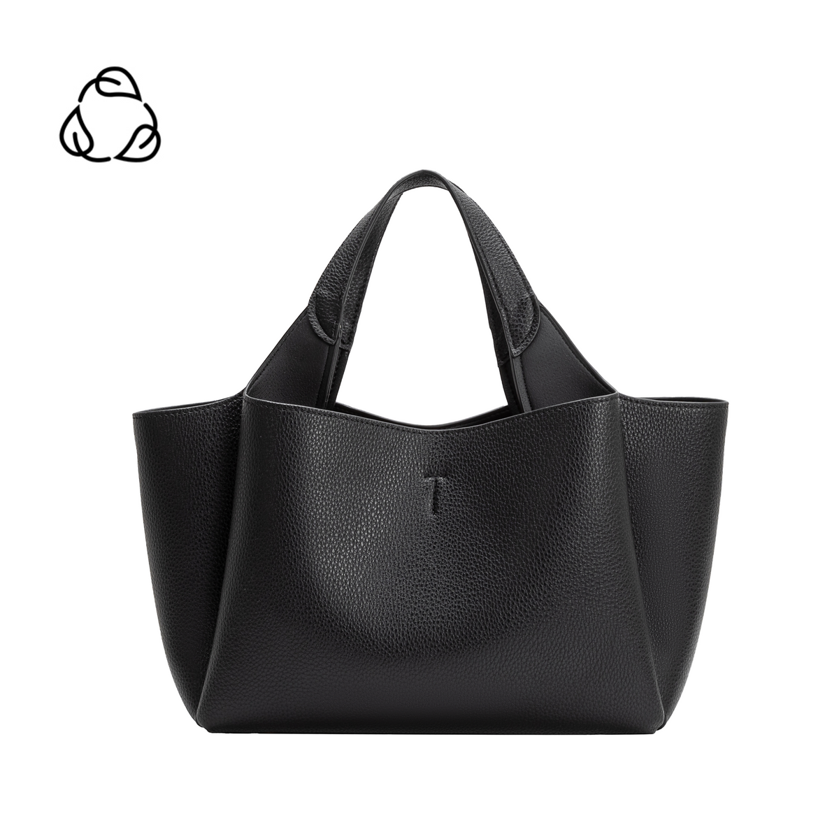 Melie Bianco Black Whitley Recycled Vegan Leather Tote Bag