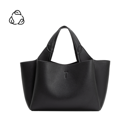Melie Bianco Black Whitley Recycled Vegan Leather Tote Bag