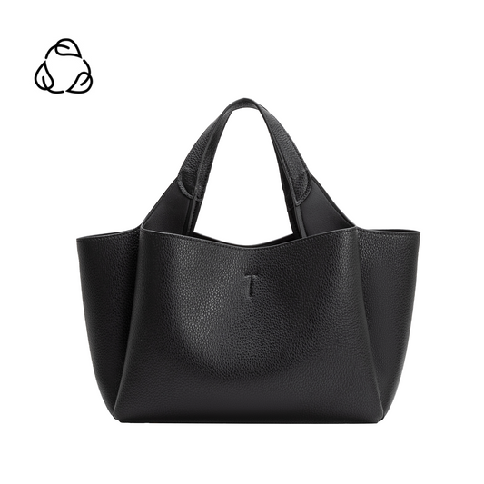 Melie Bianco Black Whitley Recycled Vegan Leather Tote Bag