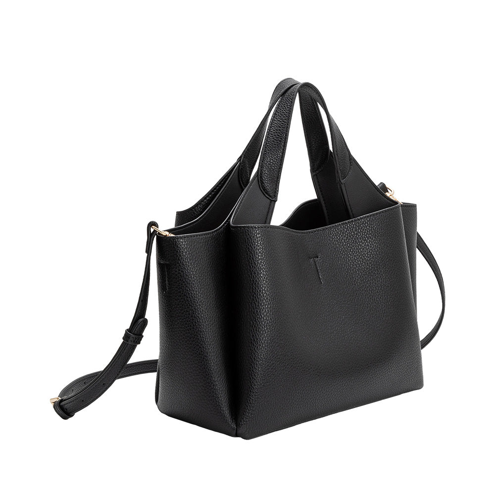 Melie Bianco Black Whitley Recycled Vegan Leather Tote Bag
