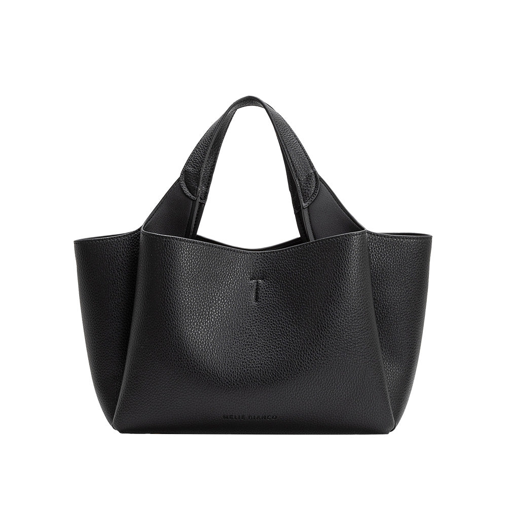 Melie Bianco Black Whitley Recycled Vegan Leather Tote Bag