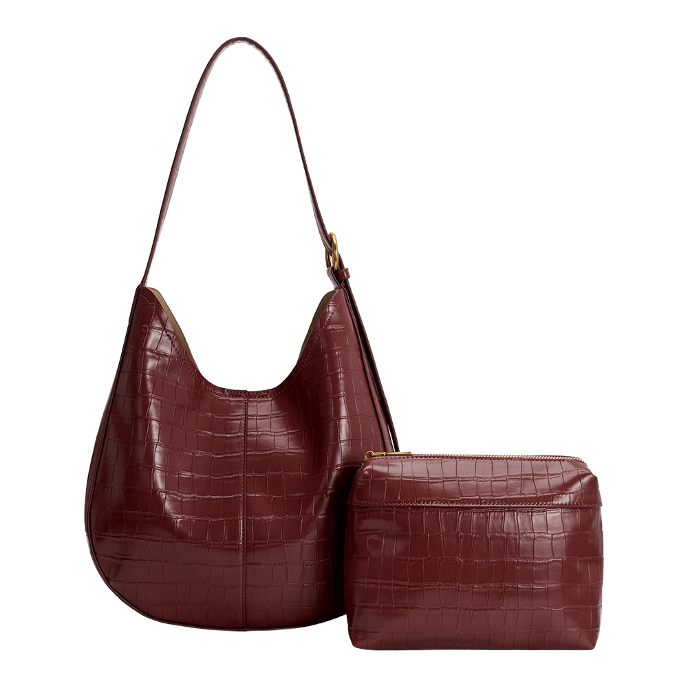 Melie Bianco Burgundy Stefanie Recycled Vegan Leather Shoulder Bag