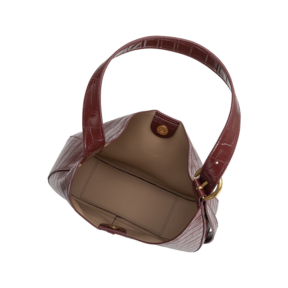 Melie Bianco Burgundy Stefanie Recycled Vegan Leather Shoulder Bag