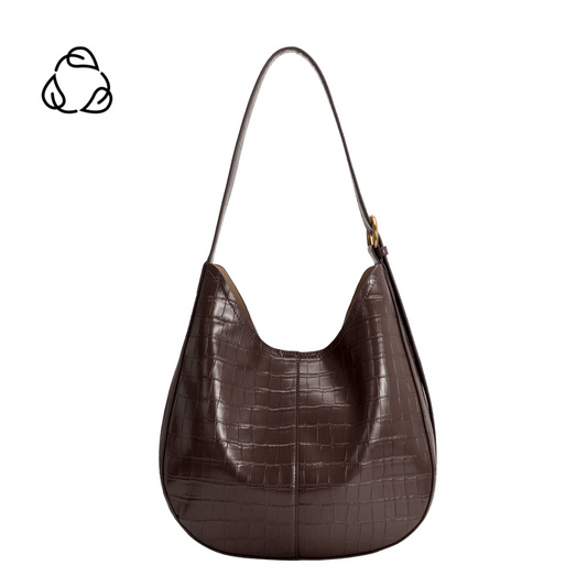 Melie Bianco Chocolate Stefanie Recycled Vegan Leather Shoulder Bag