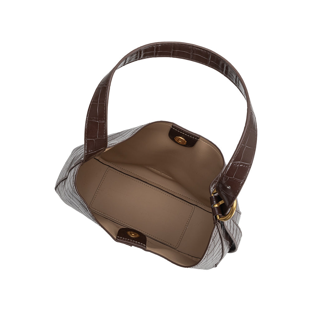 Melie Bianco Chocolate Stefanie Recycled Vegan Leather Shoulder Bag