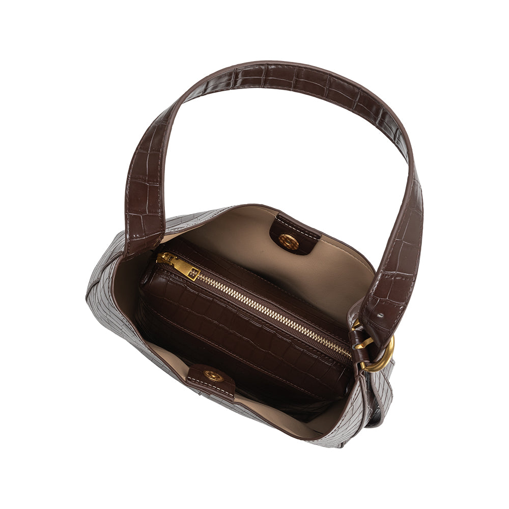 Melie Bianco Chocolate Stefanie Recycled Vegan Leather Shoulder Bag
