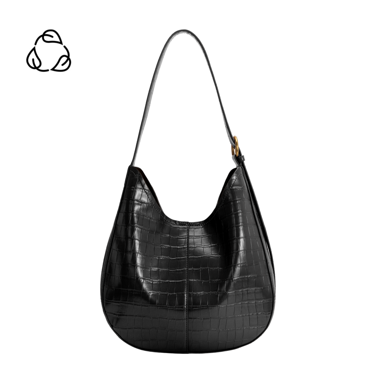 Melie Bianco Black Stefanie Recycled Vegan Leather Shoulder Bag