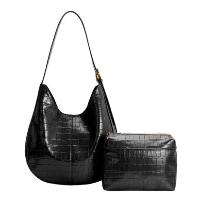 Melie Bianco Black Stefanie Recycled Vegan Leather Shoulder Bag