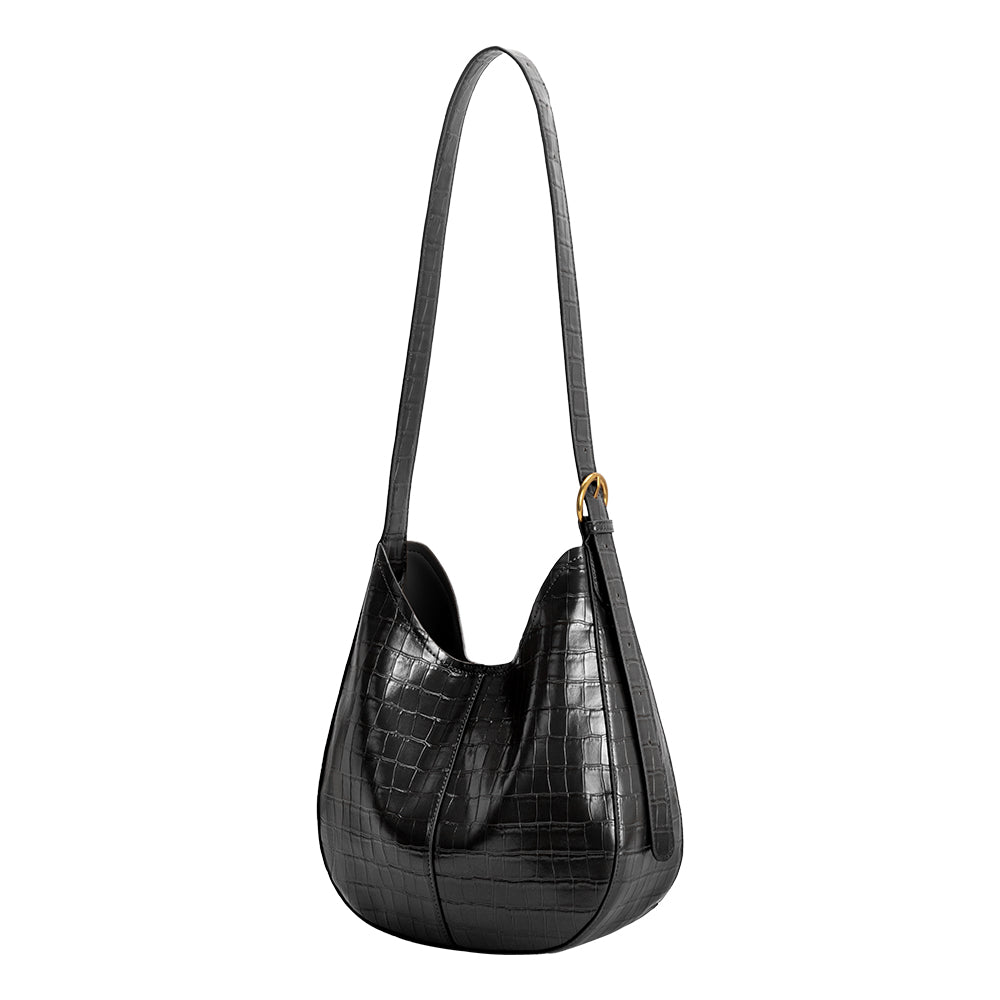 Melie Bianco Black Stefanie Recycled Vegan Leather Shoulder Bag