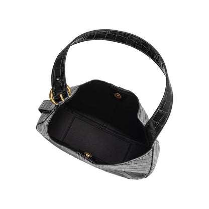 Melie Bianco Black Stefanie Recycled Vegan Leather Shoulder Bag