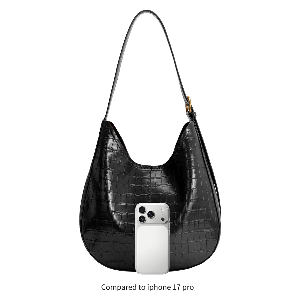 Melie Bianco Black Stefanie Recycled Vegan Leather Shoulder Bag