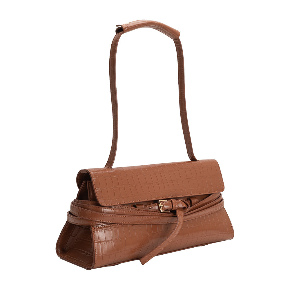 Melie Bianco Camel Klarissa Recycled Vegan Leather Shoulder Bag
