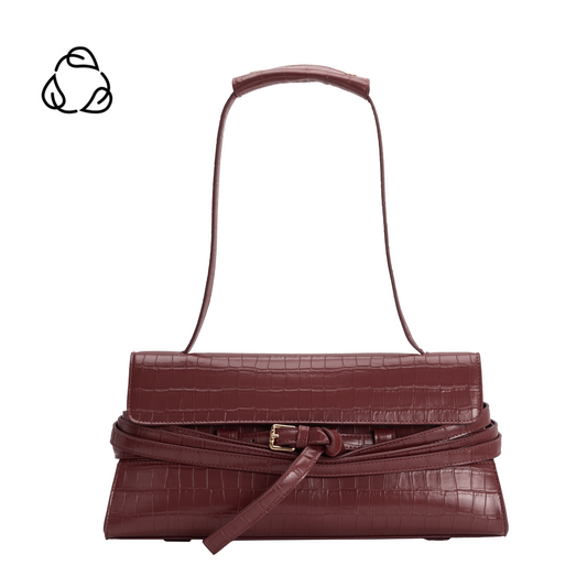 Melie Bianco Burgundy Klarissa Recycled Vegan Leather Shoulder Bag