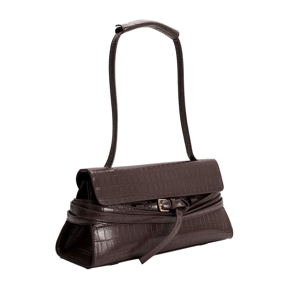 Melie Bianco Chocolate Klarissa Recycled Vegan Leather Shoulder Bag
