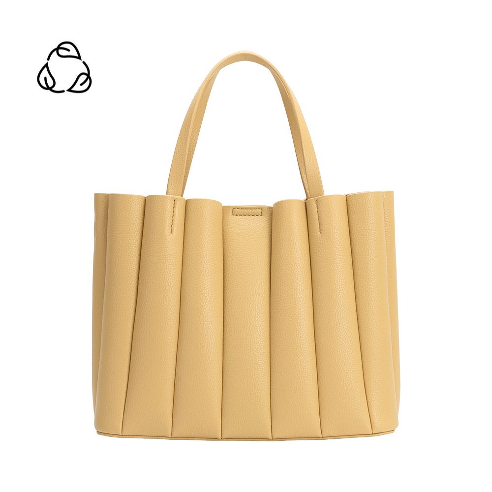 Melie Bianco Yellow Adela Recycled Vegan Leather Tote Bag