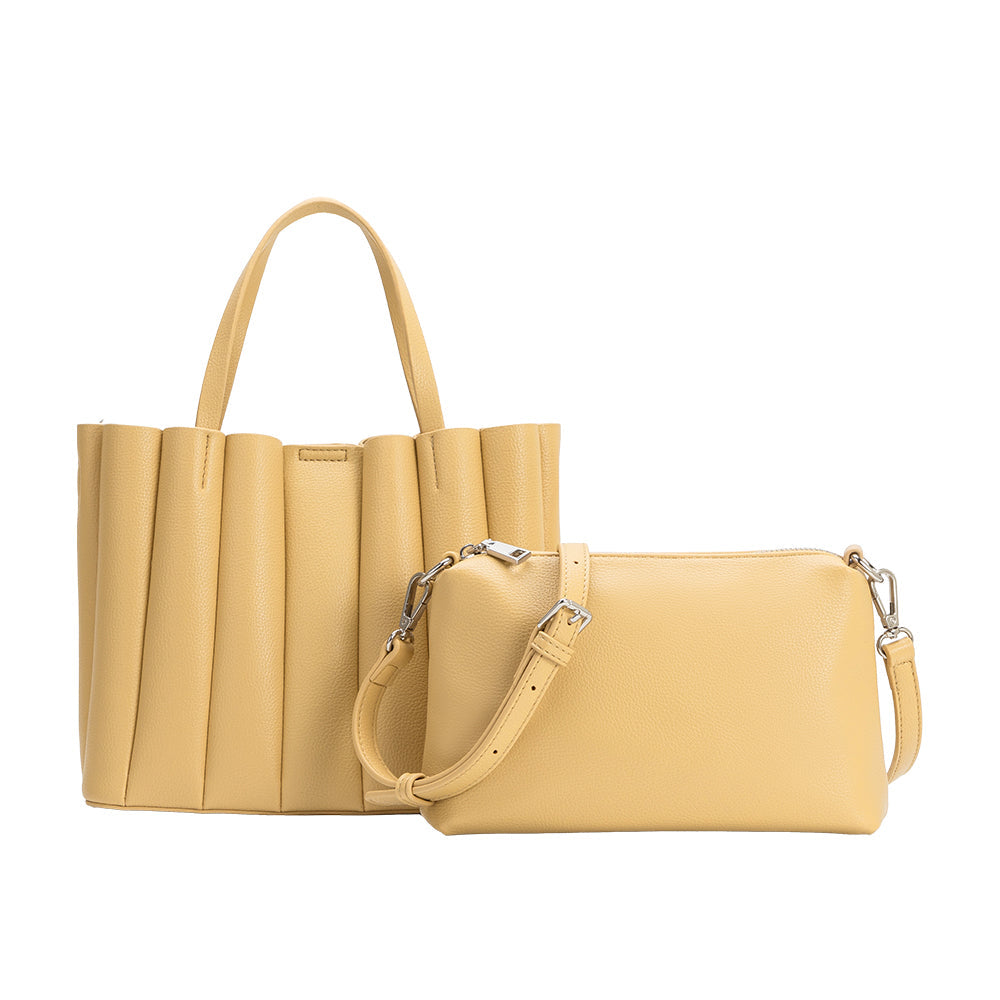 Melie Bianco Yellow Adela Recycled Vegan Leather Tote Bag