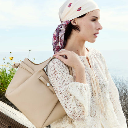 Melie Bianco Bone Avril Recycled Vegan Leather Top Handle Bag