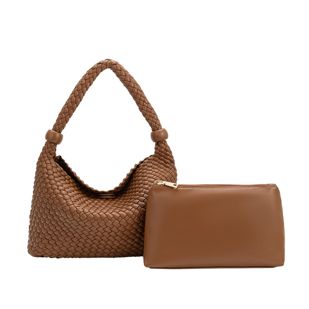 Melie Bianco Olive Quinn Recycled Vegan Leather Shoulder Bag