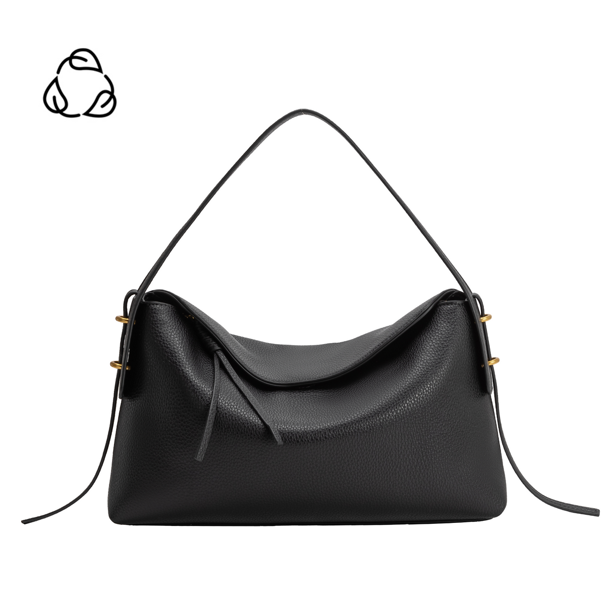 Melie Bianco Black Emory Recycled Vegan Leather Top Handle Bag