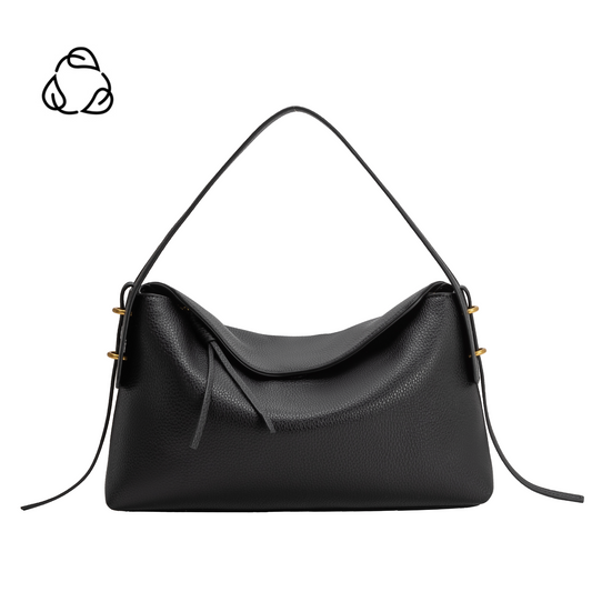 Melie Bianco Black Emory Recycled Vegan Leather Top Handle Bag