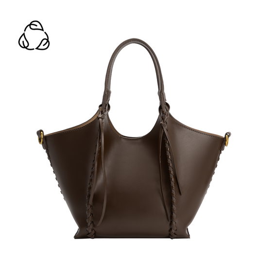 Melie Bianco Espresso Belinda Recycled Vegan Leather Tote Bag