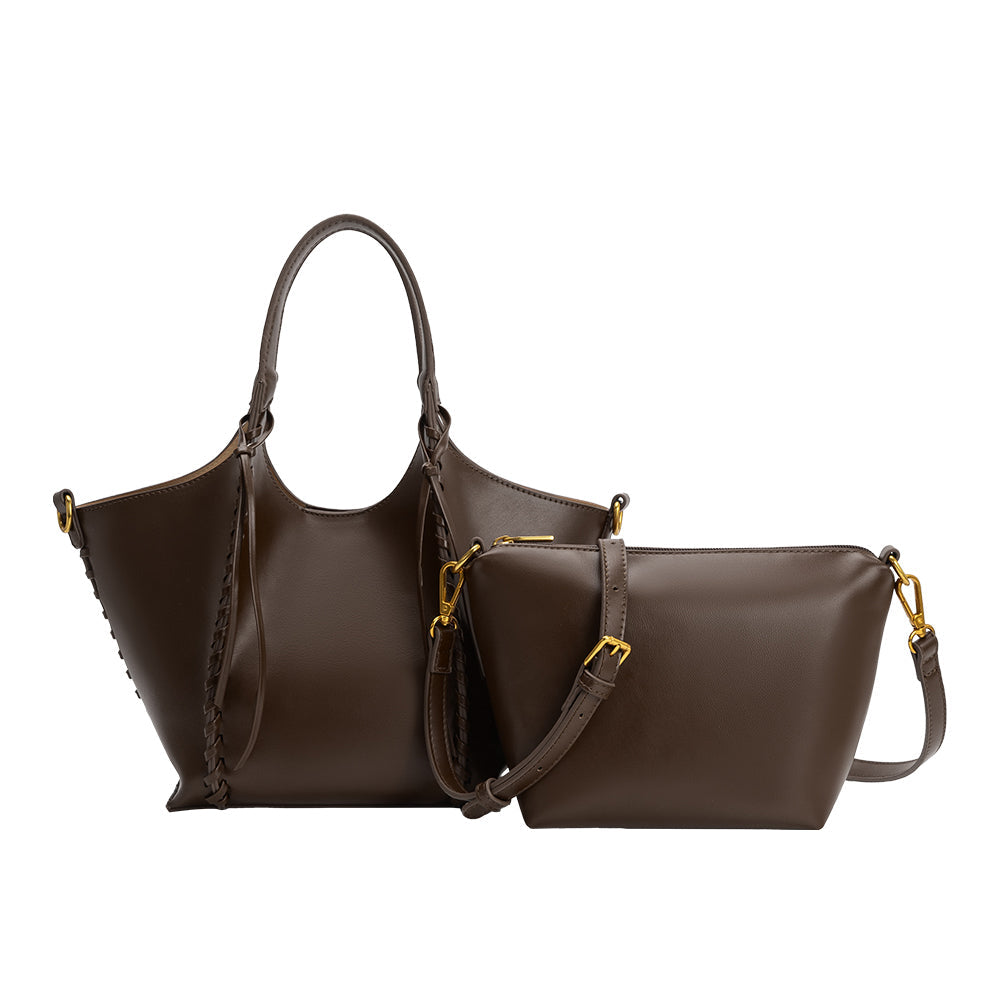 Melie Bianco Espresso Belinda Recycled Vegan Leather Tote Bag