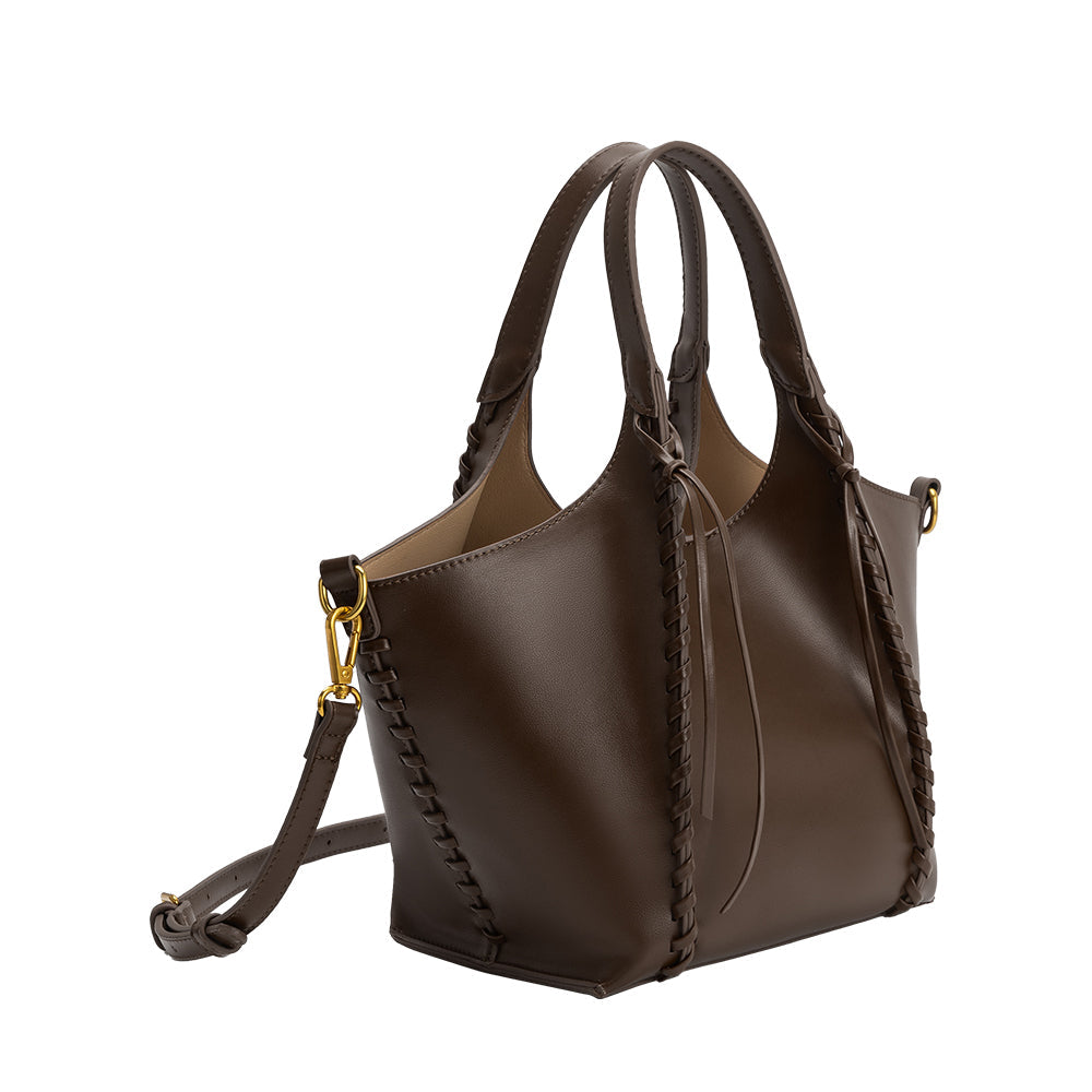 Melie Bianco Espresso Belinda Recycled Vegan Leather Tote Bag