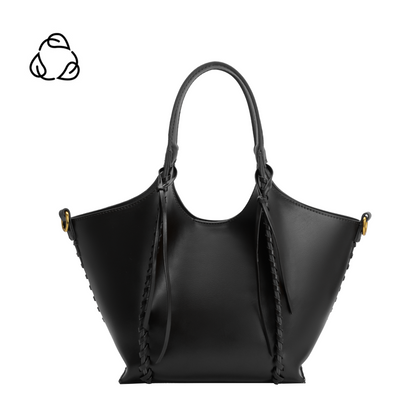 Melie Bianco Black Belinda Recycled Vegan Leather Tote Bag
